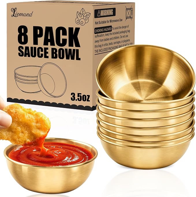 LIEMAND Stainless Steel Small Dipping Bowls, Round Small Bowls, by LIEMAND