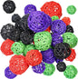 Patelai 36 Pcs Wicker Rattan Balls Decorative Balls for Vase Centerpiece Bowls Orbs Filler for Home Decor,4 Sizes(Orange, Purple, Black, Neon Green)