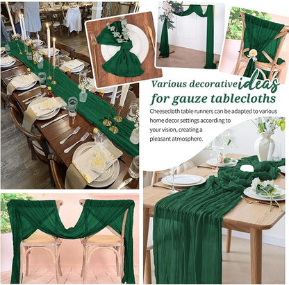 Pesonlook Cheesecloth Table Runner Forest Green, 20 Pack 17.7x108 inch - Image 7