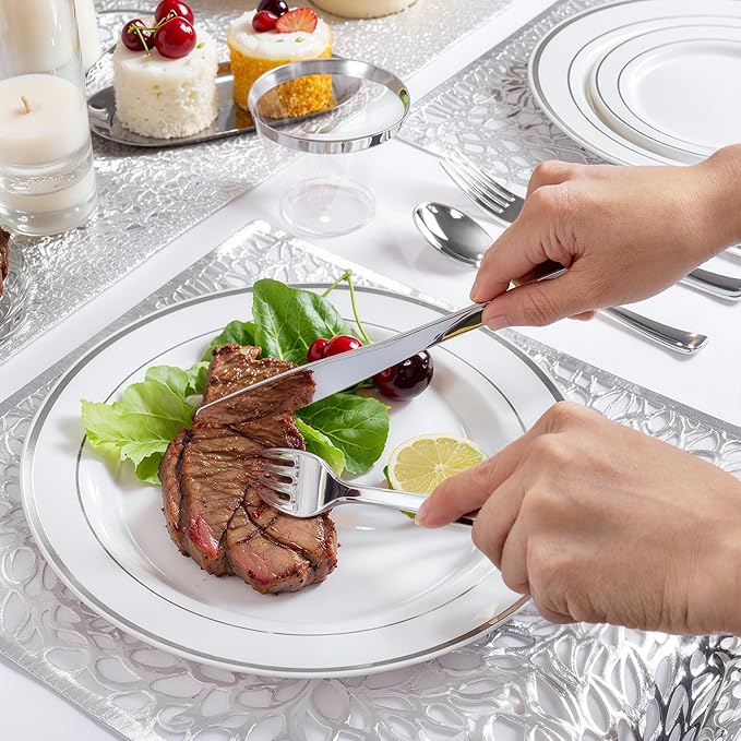 175PCS Sliver Plastic Plates - Image 3