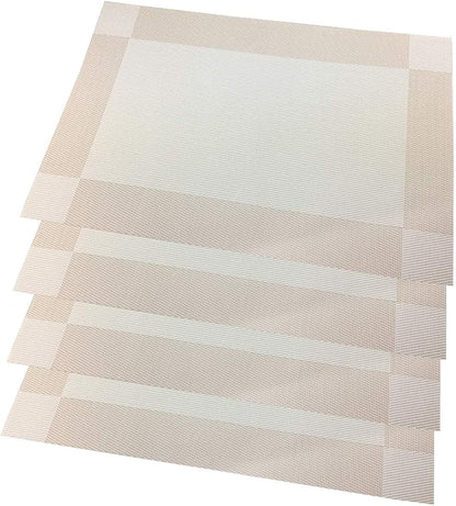 Gugrida Vinyl Beige Placemats Heat Resistant Dining Table Mats Non-Slip Washable Place Mats Set of 6 （Beige）