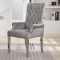 Velvet Dining Chair with Arms, Upholstered Tufted High Back Dining Room Chairs, Accent Armchair with Chrome Leg and Nailhead Trim, Kitchen Dining Living Room, Grey