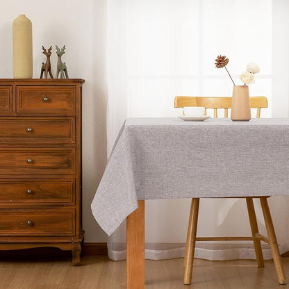 Hiasan Faux Linen Rectangle Tablecloth - Wrinkle and Stain Resistant Washable Table Cloth for Kitchen Dining Room Holiday Table Cover for Dinner, Stone, 70 x 120 Inch