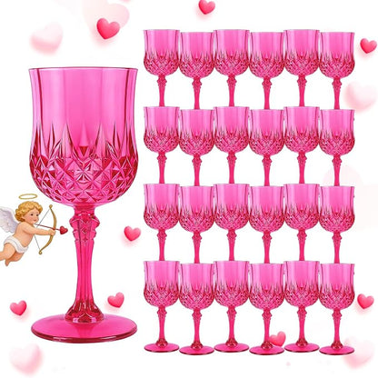 24Pack Plastic Wine Glasses, 7oz Vintage Goblets by LEYIQU