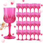 24Pack Plastic Wine Glasses, 7oz Vintage Goblets by LEYIQU