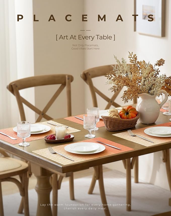 Leetaltree Gradient Burnt Orange Woven Placemats Set of 8 - Image 2