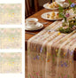 Champagne Floral Table Runner 10ft Embroidery Tulle Spring Wildflower Table by Windkream
