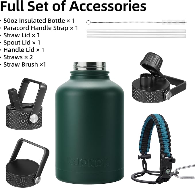 BJPKPK 50oz Large Insulated Water Bottle, Stainless Steel Water Jug | - Image 3