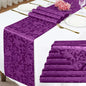 Purple Satin Table Runner 12 x 108 Inch, 6 Pack | Bright Smooth Damask by Eychei