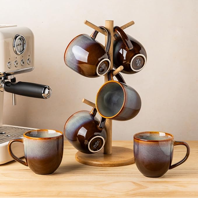 theterra Ceramic Coffee Mugs Set of 6, 12 oz Coffee Cups - Image 7