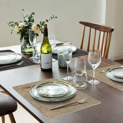 Fyvva Placemats Set of 6 Wipeable Reversible Faux Leather - Image 6