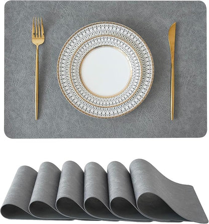 Leetaltree Reversible Faux Leather Placemats Set of 6, 12x17 Inch – by Leetaltree-ArtatEveryTable