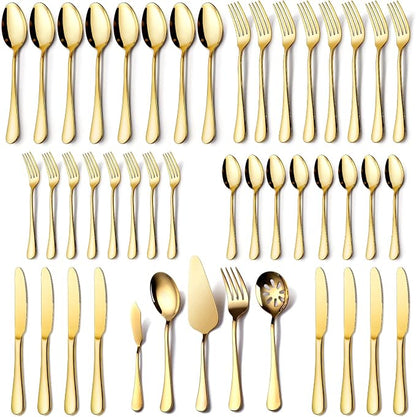 Gold Silverware Set for 8, OGORI 45-Piece Stainless Steel Flatware Set by OGORI