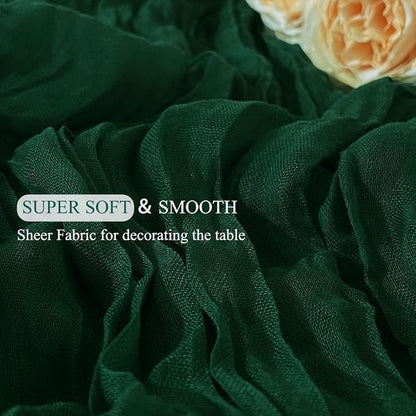 6Pack Emerald Green Cheesecloth Table Runner 17x108 inch Sheer Table Runner | - Image 4