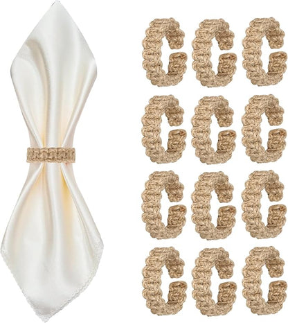 Meplait Napkin Rings Set of 12, Boho Napkins Holders Ring by Meplait