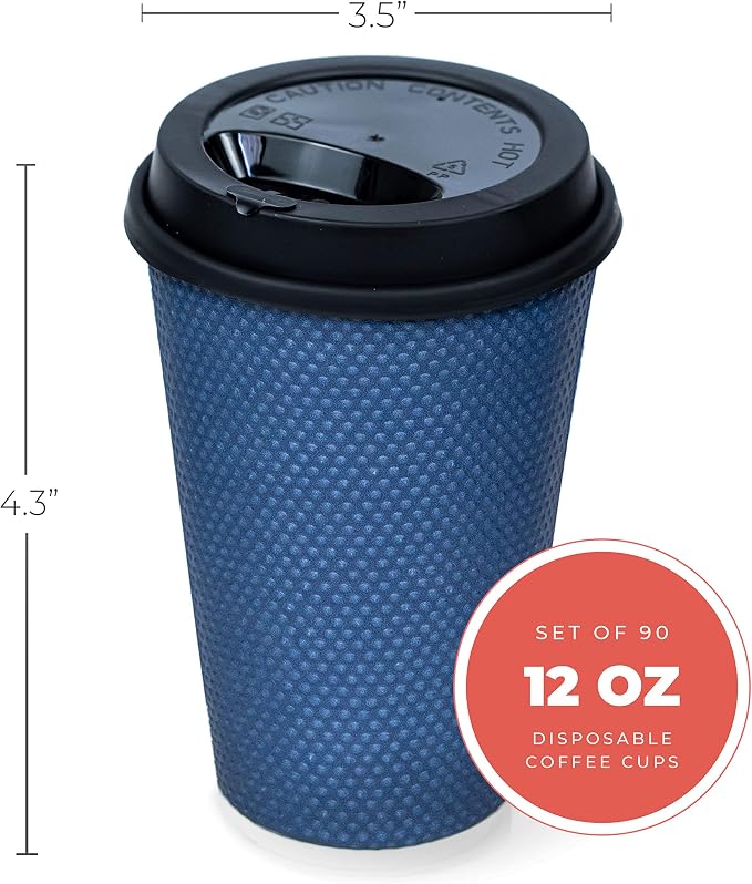 Disposable Coffee Cups With Lids - 12 oz Togo Coffee Cup With Lid. To go Travel - Image 2