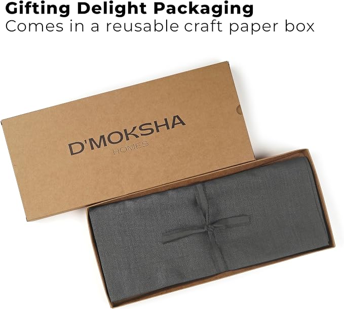 Classic Linen™ by D'Moksha Charcoal Grey Table Runner 108 Inches Long, 100% - Image 4
