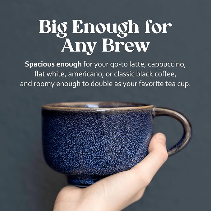 NOVA CERAMICS Navy Blue Extra Large Coffee Mug - 16 oz Ceramic Mug - Abyss | - Image 7