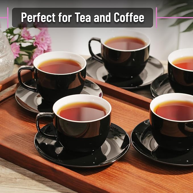 BTaT- Cappuccino Cups with Saucers 8 oz, Au Lait, Flat White, Dishwasher - Image 5