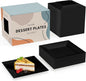 Exquisite Mini Disposable Appetizer Plates - 100 Pack 4.5 In. x 4.5 In. Black Plastic Dessert Plates - Elegant Design for Weddings, Birthdays, and Formal Parties - Stackable and Convenient - BPA Free