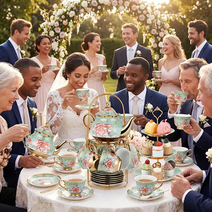 21 Pcs Porcelain Tea Set for Women Tea Party - Image 5