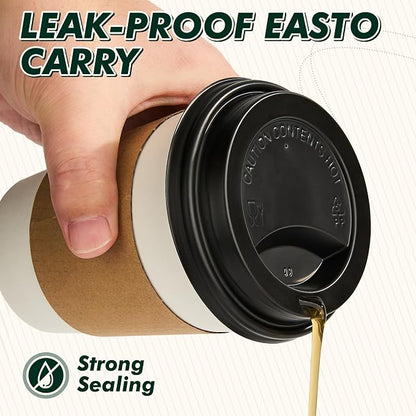 12 oz Disposable Paper Coffee Cups, 50 Pack | Leak-Proof, - Image 9