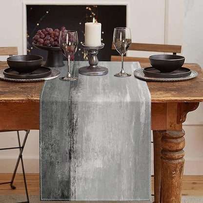 Emvency Table Runner, 13x72 Inch, Abstract Farmhouse Painting | Art Grey Dining by Emvency