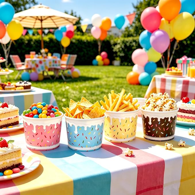 Aodaer 300 Pack 8oz Paper Bowls Sprinkles Ice Cream Cups 6 Color Disposable - Image 7