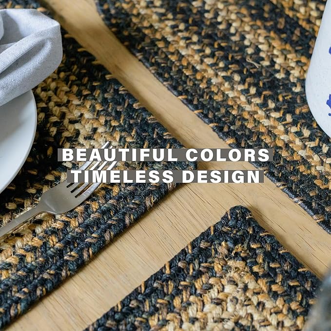 Homespice Kilimanjaro Jute Braided Kitchen Chair Pads 15x15 Set of 2 - Durable, Naturally Comforting & Reversible