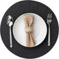 Round Placemats Set of 12 Plastic Woven Placemats Washable Wipeable Table Mats for Dining Table Heat Resistant Non-Slip Circle Place Mats (Black)