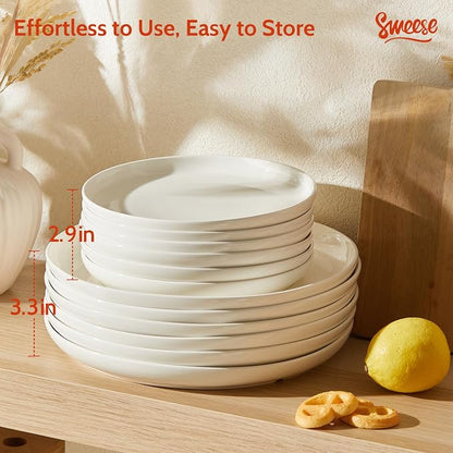 Sweese Porcelain Dinner Plates Set of 6, 10 Inch Lightweight Round Dish Set - Image 5