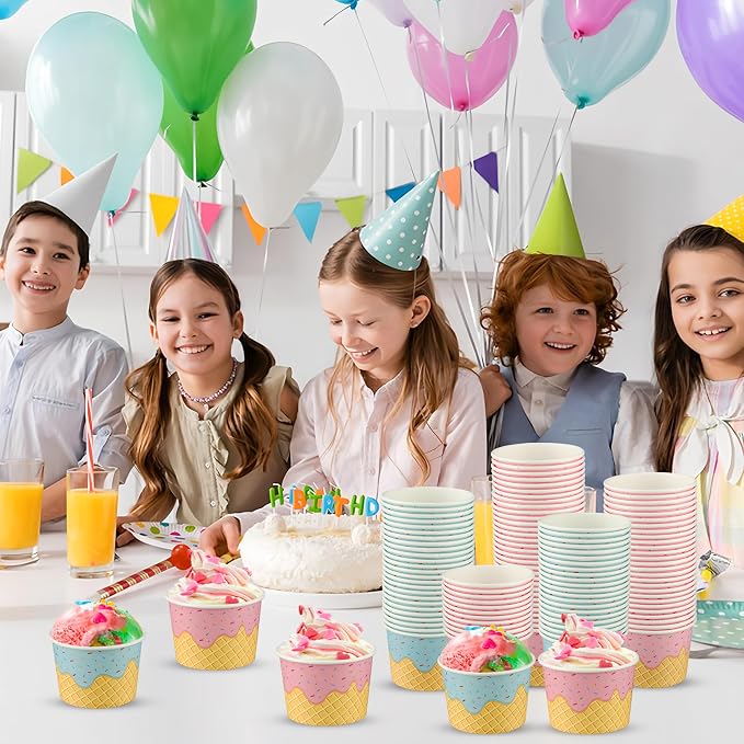 50 Pack Paper Ice Cream Cups 9oz Dessert Paper Bowls Disposable Ice Cream Party - Image 7
