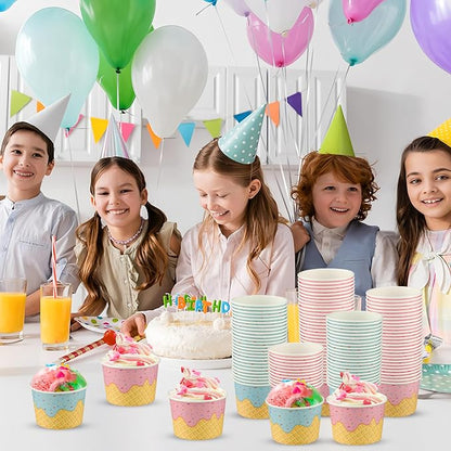 50 Pack Paper Ice Cream Cups 9oz Dessert Paper Bowls Disposable Ice Cream Party - Image 7
