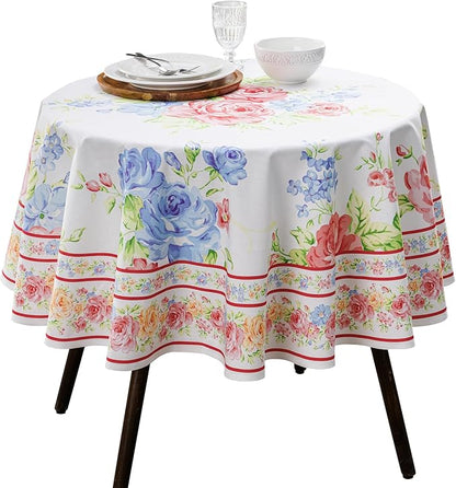 Maison d' Hermine Table Cloth Round Table 100% Cotton 69 Round Inches Tablecloth Reusable Decorative for Dining Room Farmhouse Home Valentines Day Decorations Spring Summer - Vintage Floral