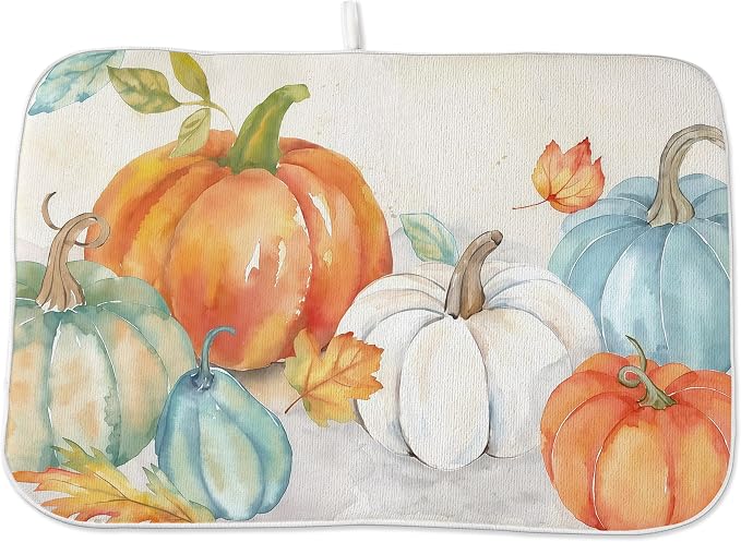 Fall Pumpkin Dish Drying Mat for Kitchen Counter 18x24 Inch Thanksgiving by Unknown