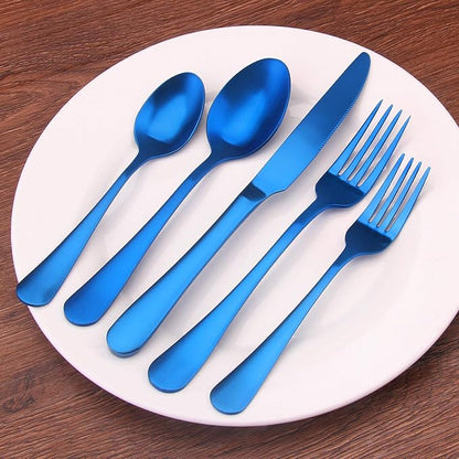 Matte Blue Silverware Set, Satin Finish 20-Piece Stainless Steel Flatware Set - Image 5