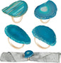 CozyTower Agate Napkin Rings Set of 4, Gold Napkin Holders for Cloth Napkins, Unique Wedding Decorations Napkin Ring Kitchen Accessories for Dinner Party (Blue Agate)