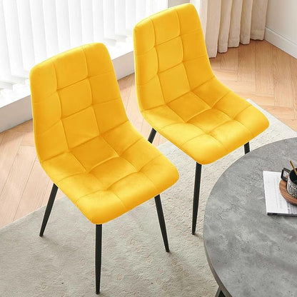 Modern 4-Person Round Dining Table Set, Space-Saving for Kitchen, Living Room, Apartment, Includes Dining Table & 4 Yellow Chairs,Small Dining Room Set for 4