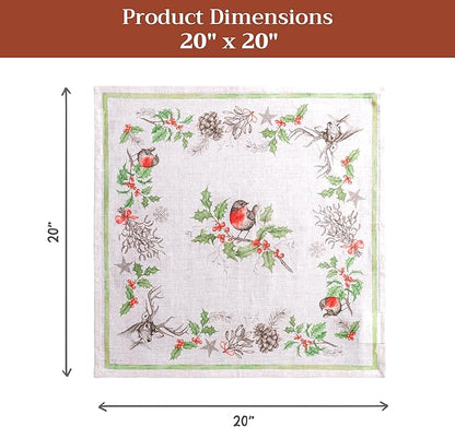 Maison d' Hermine Cloth Napkins Set of 4 100% Cotton for Thanksgiving Christmas Decorations Everyday Reusable Square Fall Napkins Cloth Washable Dinner Party (Christmas Dew, 20"x20")