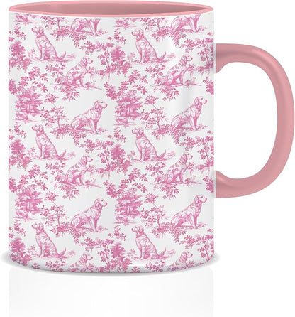 Pink Chinoiserie Golden Retriever Mug, Toile de Jouy French Country Dog Coffee by Unknown