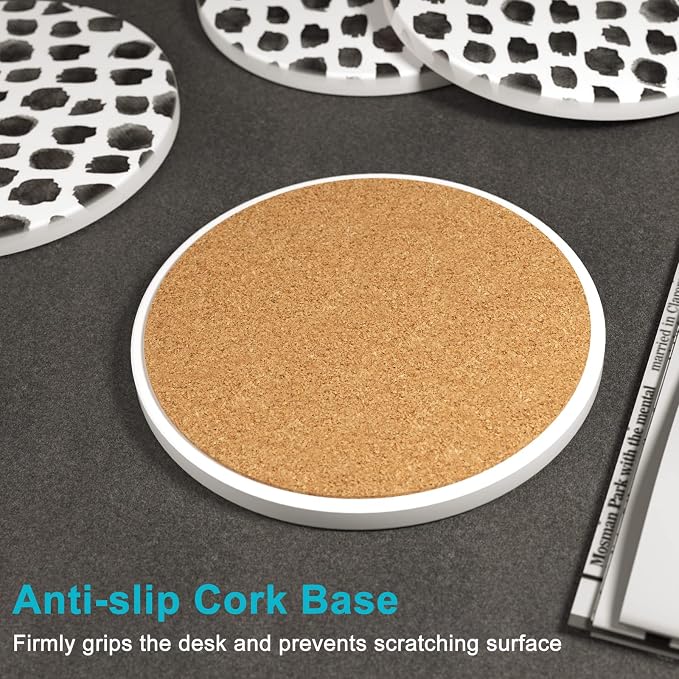 Coasters for Drinks, Kitchen Home Decor Housewarming Gift, Round 4 in - Image 4
