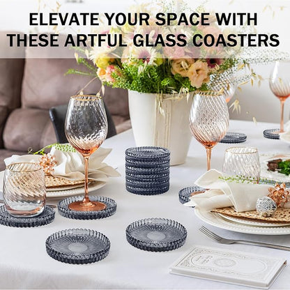 Modern Clear Glass Coasters Set of 6, Cute Coasters Table Mats - Image 3