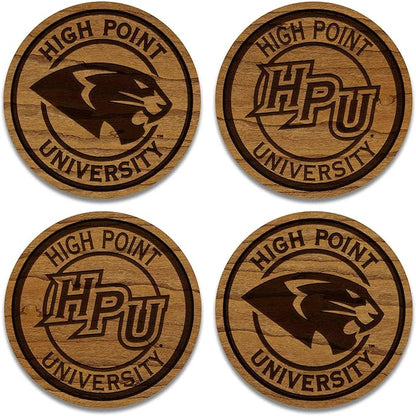 LazerEdge High Point Panthers Wooden Coaster Set - Cherry Wood - Officially Licensed Product - 4-Pack
