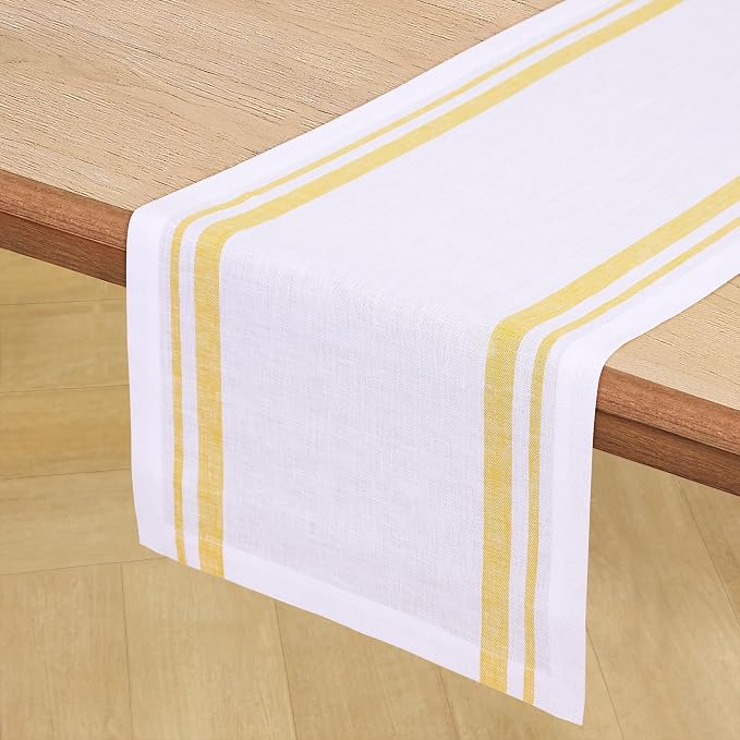 Solino Home 100% Linen Table Runner, 14 x 108 in, mitered corners | Pure Linen - Image 2