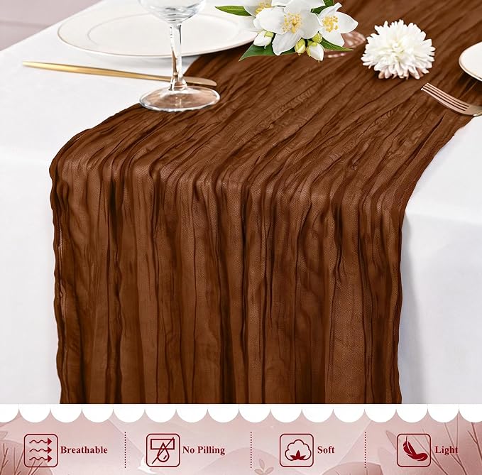 8 Packs Cheesecloth Table Runner 10FT Long Boho Gauze Fabric Table Runner - Image 6