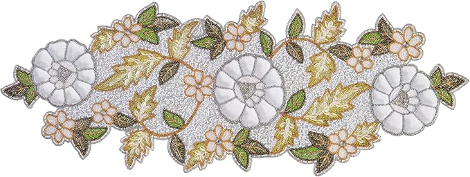 Beaded Table Runner Decore 36 inches Long Christmas Flower Design Beaded Table - Image 7