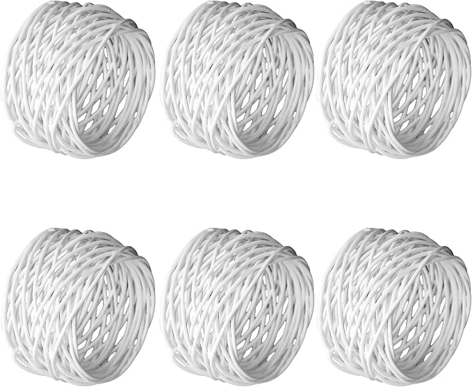 ITOS365 Handmade White Round Mesh Napkin Rings Holder - Image 3