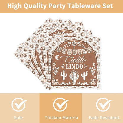 96 Pcs Cielito Lindo Party Decorations, Terracotta Tableware Set | Includes - Image 4