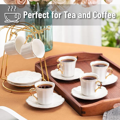 BTaT- Porcelain Espresso Cups Set, 3 oz, 6 Set, Small Coffee Mugs - Image 8