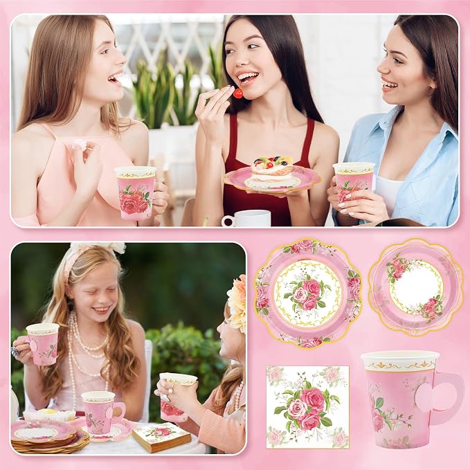 200Pcs Floral Tea Cups and Saucers - Image 6